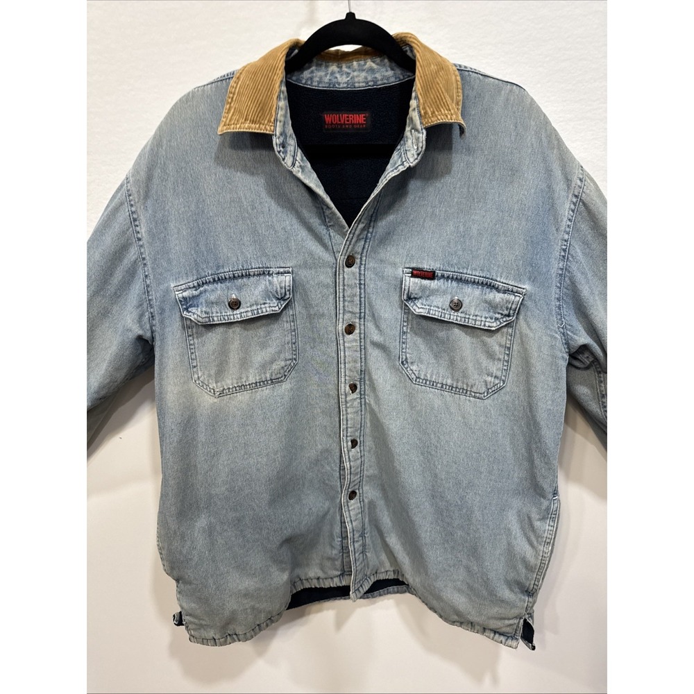 Wolverine Men's Distressed Lined Jean Jacket Shirt Size: Fits Like‎ A L Or XL
